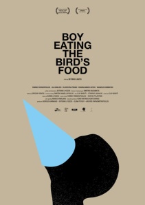 Boy eating bird's food